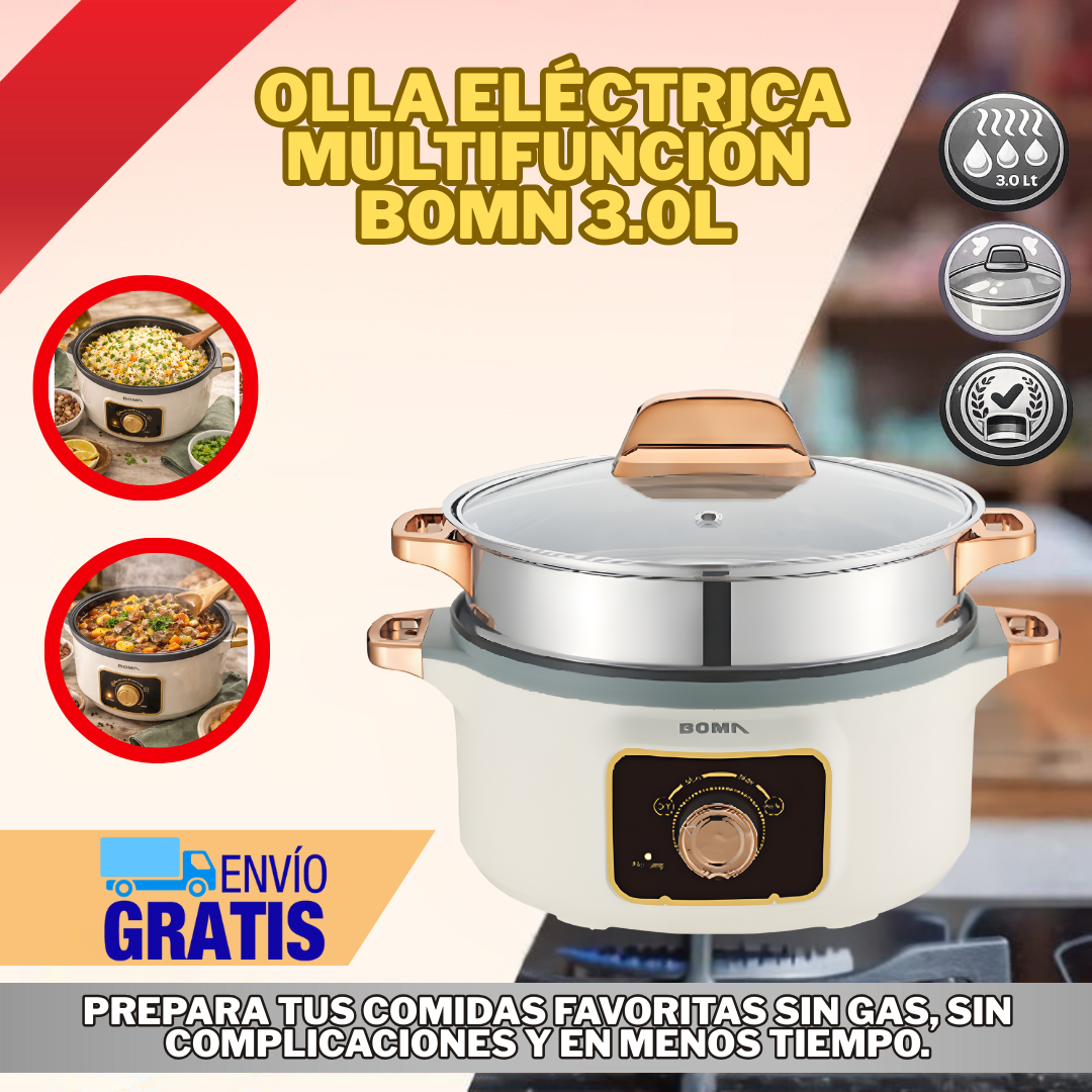 OLLA ELÉCTRICA MULTIFUNCIÓN BOMN – 3 LITROS – Tienda 3